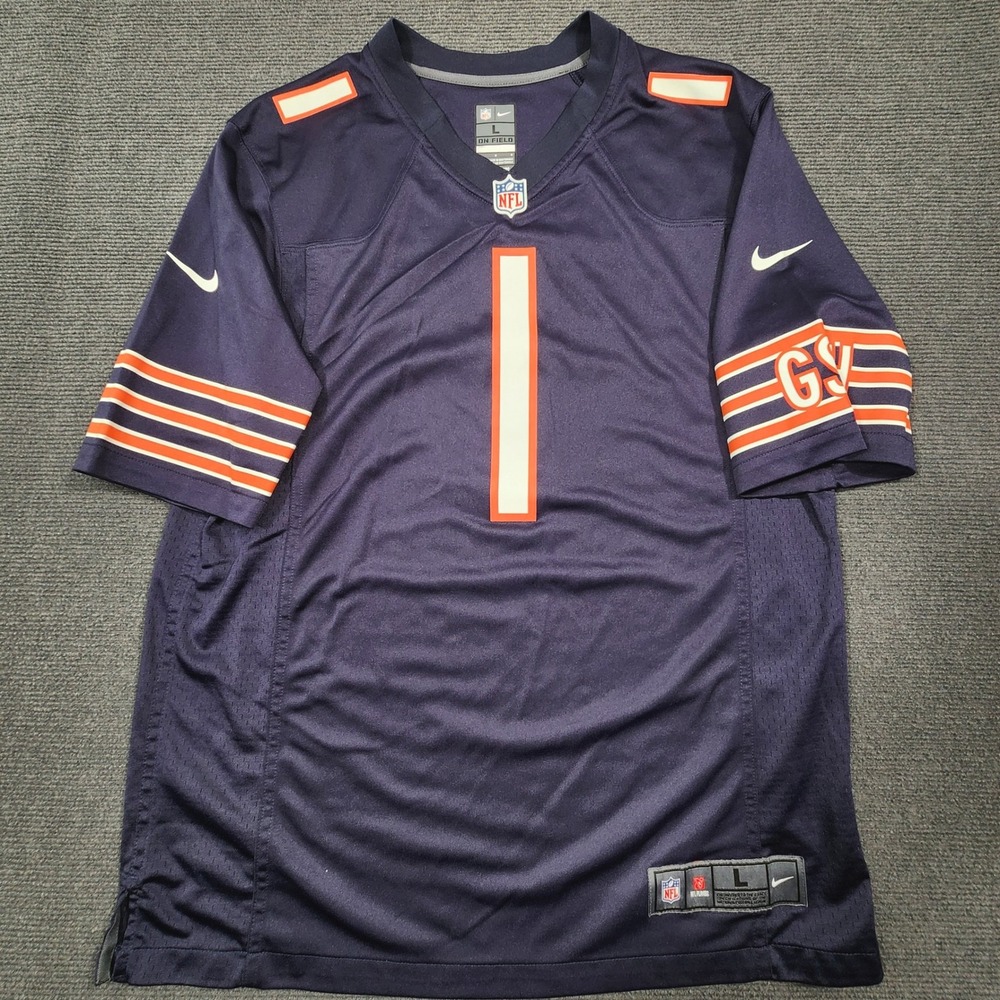 Nike Football Jersey Mens Large Navy Blue Justin‎ Fields Chicago Bears Game Day